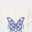 T-shirt col rond manches courtes coton ivoire fille