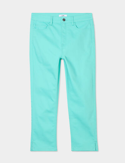 Pantacourt slim 5 poches bleu turquoise femme