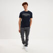T-shirt col rond manches courtes coton bleu marine homme