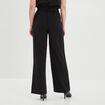 Pantalon large ceinturé noir femme