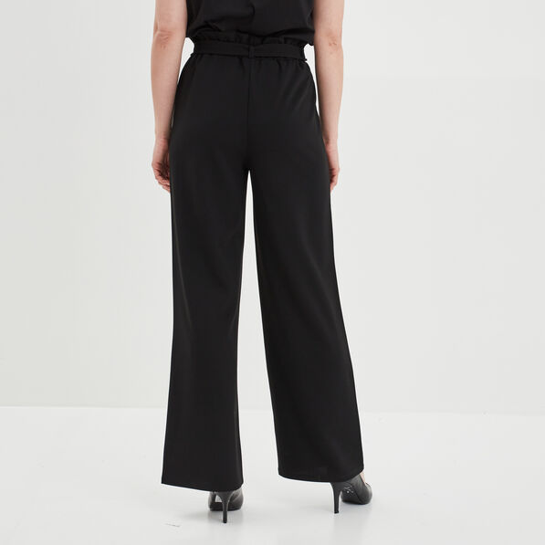 pantalon large ceinture noir femme Pantalon large ceinturé noir femme