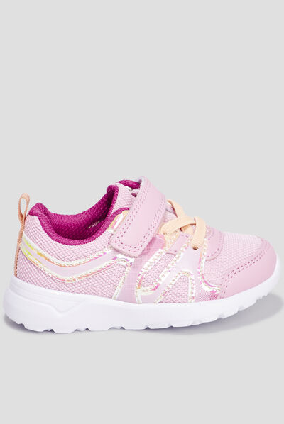 Baskets running à scratchs Rexited rose bébé fille