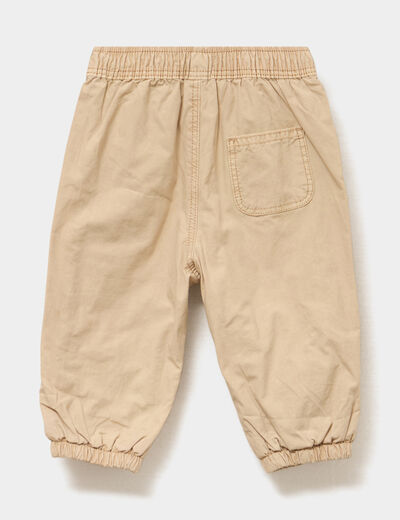 Pantalon jogger doubl&eacute; coton marron clair b&eacute;b&eacute; gar&ccedil;on
