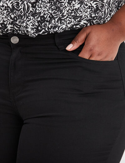 Pantalon slim taille haute et élastiquée noir femme grande taille