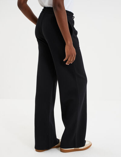Pantalon jogging large taille &eacute;lastiqu&eacute;e noir femme