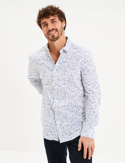 Chemise ajust&eacute;e manches longues beige homme