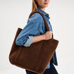 Sac shopper effet polaire marron fonc&eacute; femme