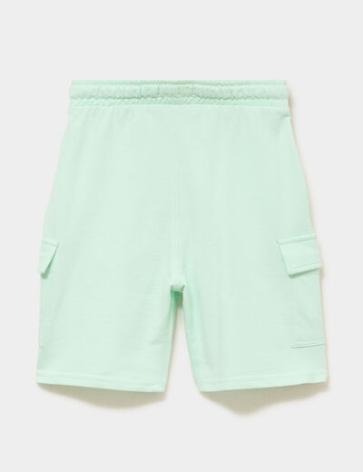 Short cargo molleton taille &eacute;lastiqu&eacute;e vert pastel gar&ccedil;on