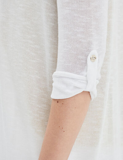 Gilet manches 3/4 blanc femme