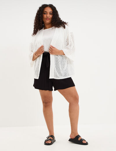 Gilet oversize effet dentelle blanc femme grande taille