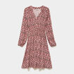 Robe longueur genou fluide col en V marron chocolat femme