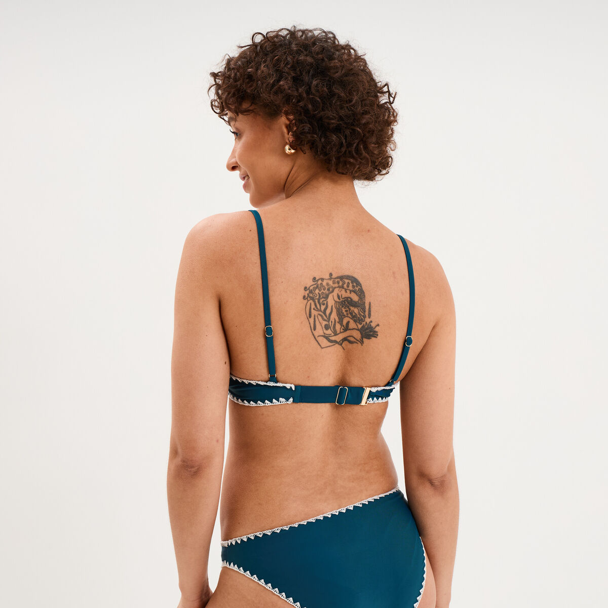 Haut de maillot de bain triangle bleu p&eacute;trole femme