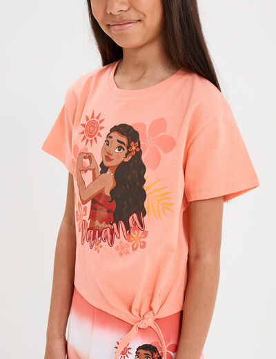 T-shirt noué manches courtes Vaiana orange corail fille