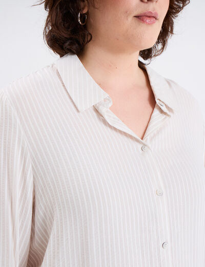 Chemise manches longues beige femme grande taille