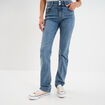 Jean denim droit en coton denim stone femme