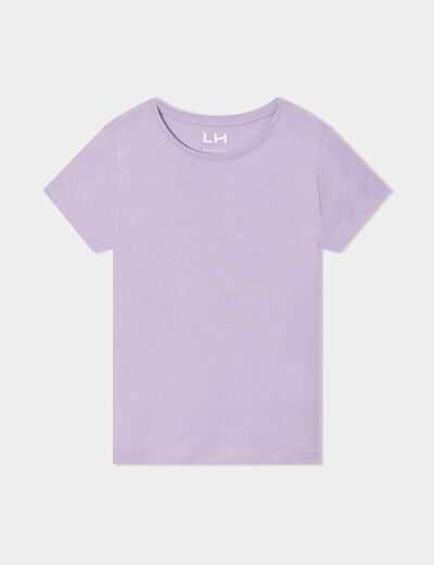 T-shirt manches courtes en coton mauve fille
