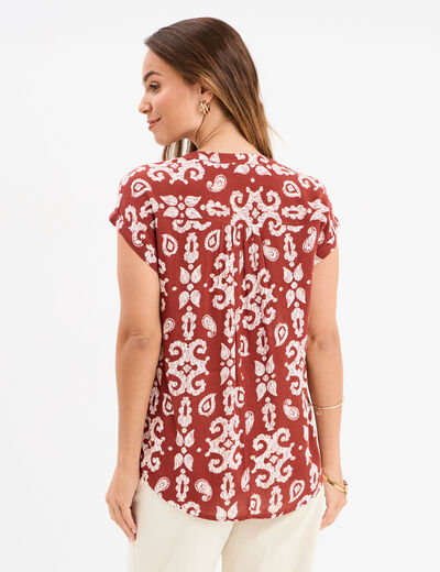 Blouse manches courtes terracotta femme