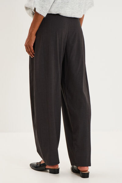 Pantalon ballon taille haute &agrave; pinces gris fonc&eacute; femme