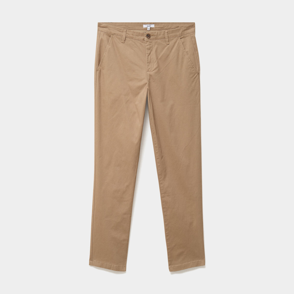 Pantalon chino droit stretch vert kaki homme