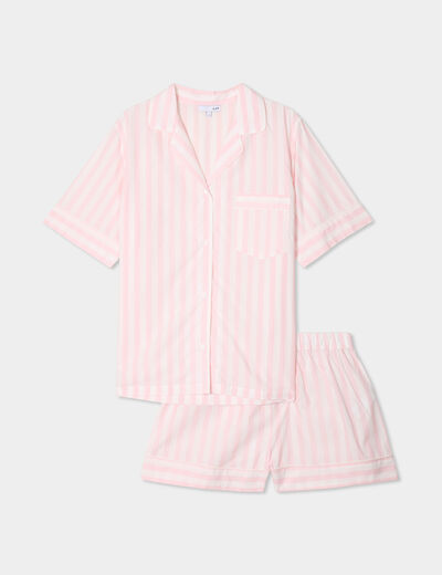 Ensemble pyjama short chemise coton ecru femme