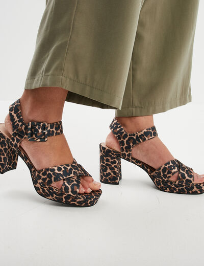 Sandales à talons carrés 7 cm Mosquitos multicolore femme
