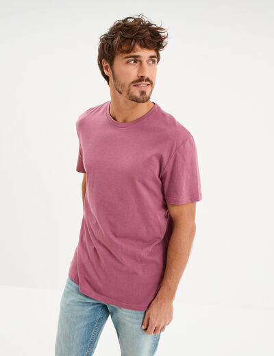 T-shirt droit en coton manches courtes mauve homme