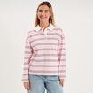 Polo manches longues coton rose pastel femme