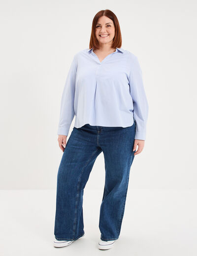 Blouse col en V &agrave; revers blanc femme grande taille