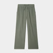 Pantalon fluide élastiqué gaze de coton vert kaki femme