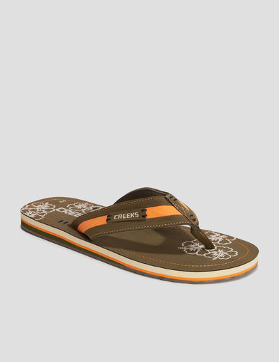 Mules plates vert kaki homme