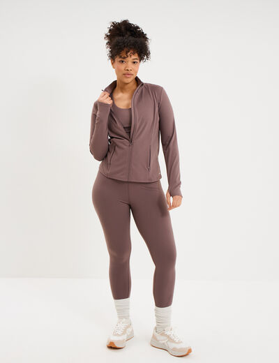 Veste de sport ajust&eacute;e avec fermeture mauve femme