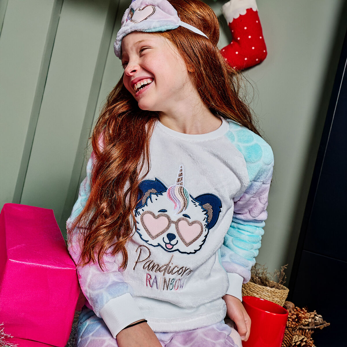 Ensemble pyjama effet polaire multicolore fille