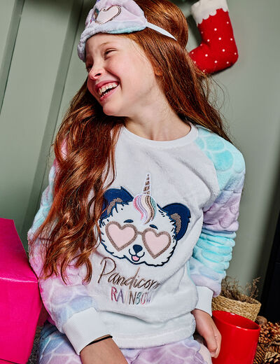 Ensemble pyjama effet polaire multicolore fille