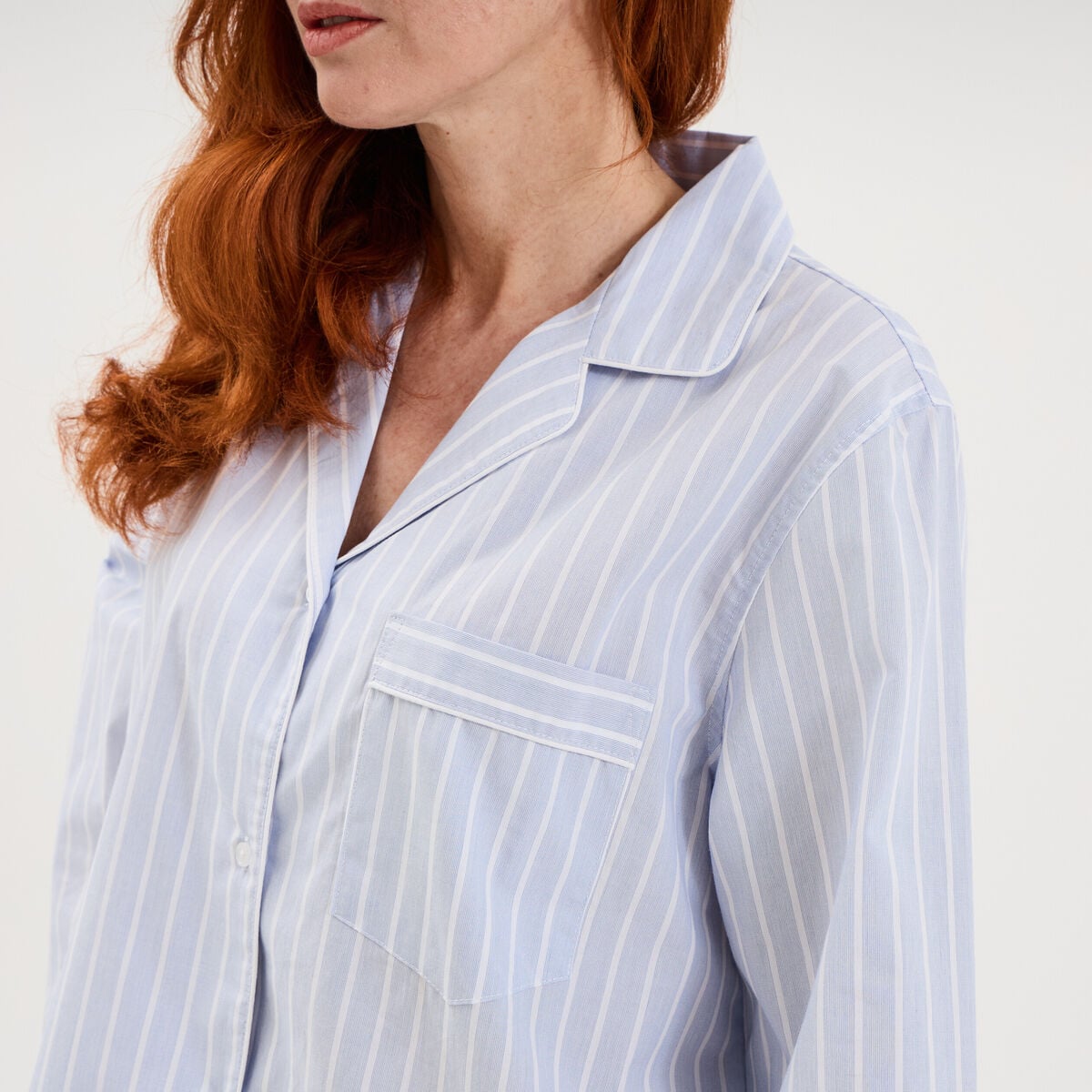 Ensemble pyjama chemise manches longues ecru femme