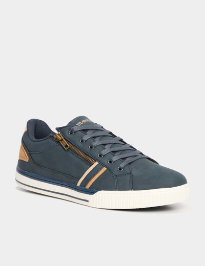 Tennis basses à lacets bleu homme