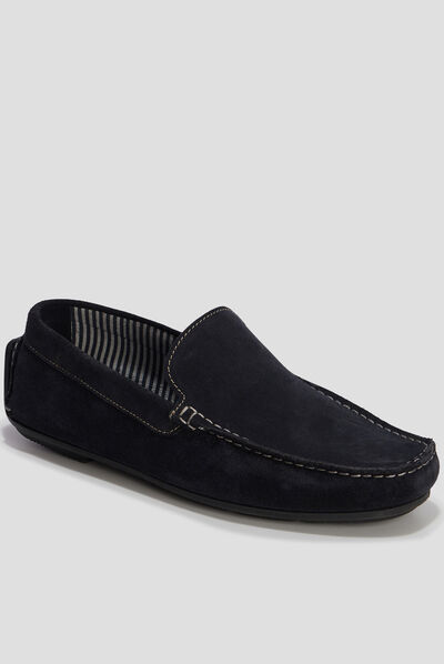 Mocassins en cuir bleu marine homme