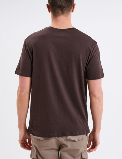 T-shirt en coton manches courtes marron foncé homme