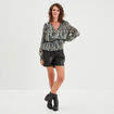 Blouse cintrée col en V Liberto vert kaki femme