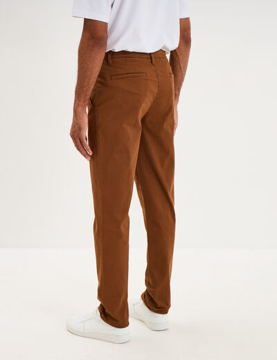 Pantalon chino droit stretch camel homme