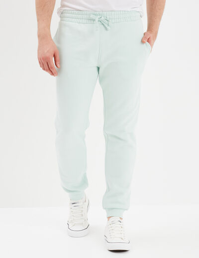 Pantalon jogging droit molleton vert pastel homme