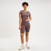 Short cycliste de sport taille haute mauve femme