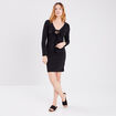 Robe droite avec lien à nouer noir femme