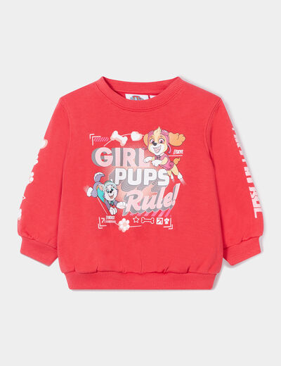 Sweat col rond coton Pat Patrouille rouge bébé fille
