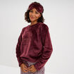 Ensemble pyjama effet polaire 3 pi&egrave;ces bordeaux femme