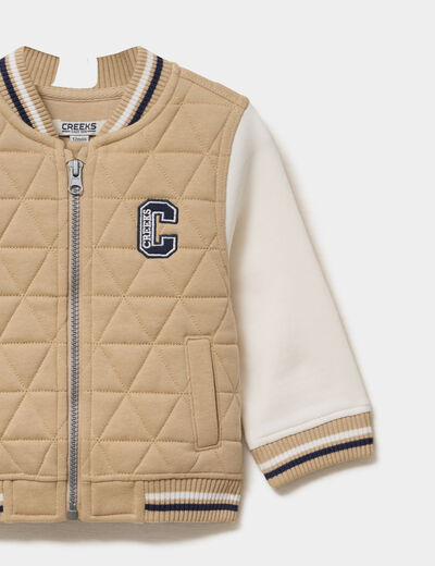 Gilet zipp&eacute; matelass&eacute; col teddy marron clair b&eacute;b&eacute; gar&ccedil;on