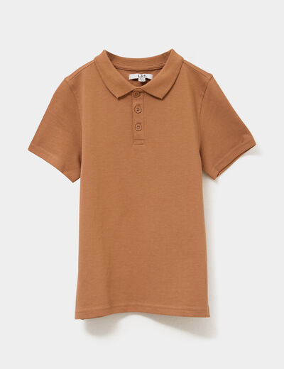 Polo manches courtes à détail brodé camel garçon