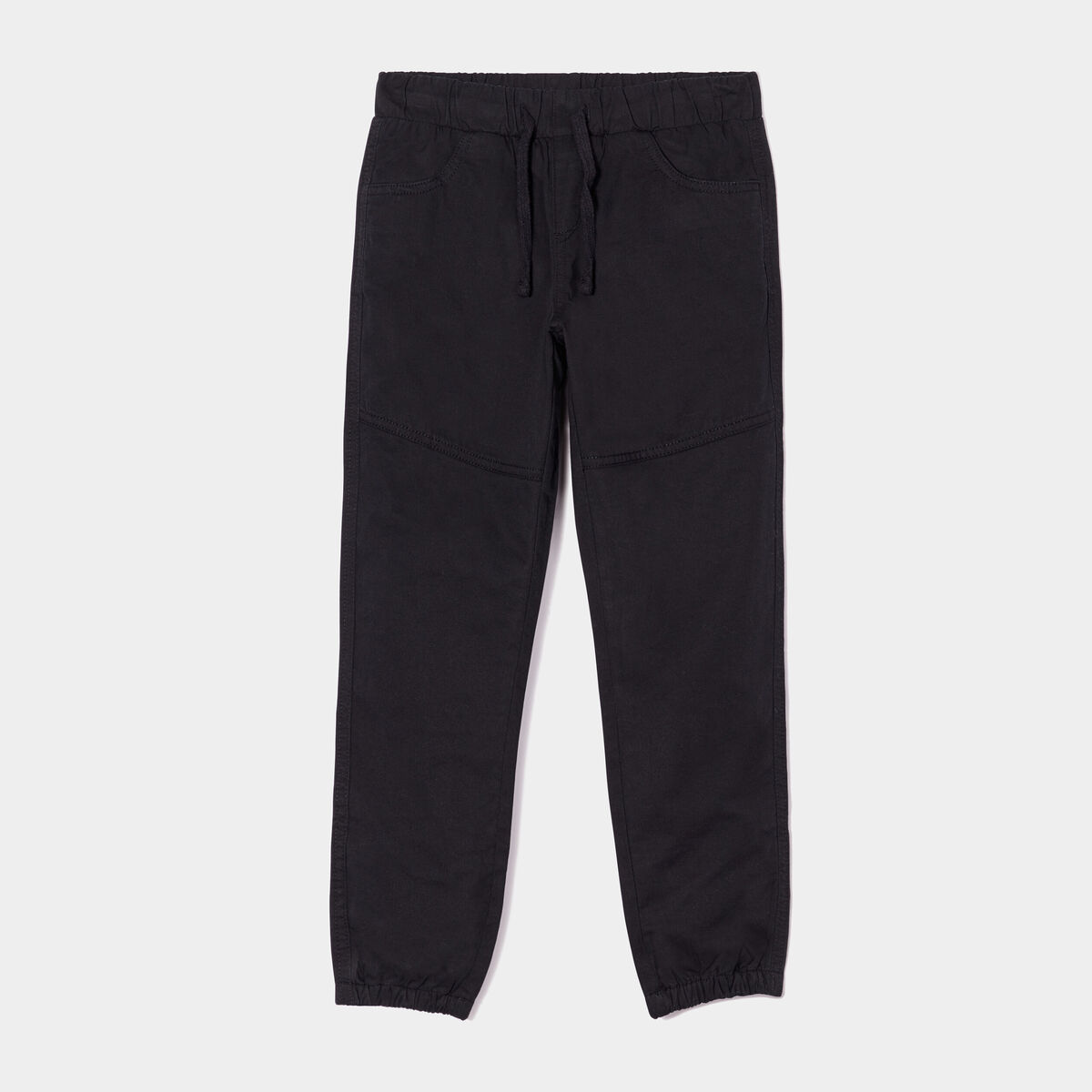 Pantalon regular taille élastiquée coton noir garçon