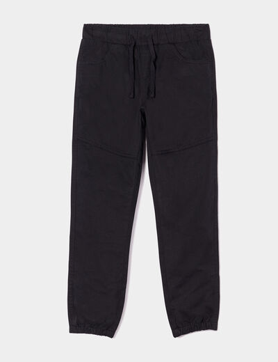 Pantalon regular taille élastiquée coton noir garçon