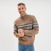 Pull camionneur jacquard manches longues taupe homme