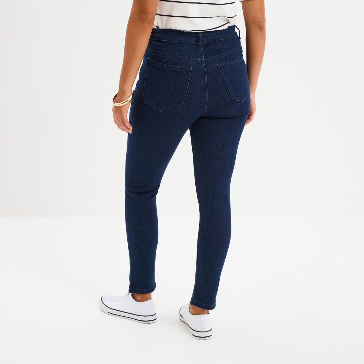 Jeans skinny taille haute cropped denim brut femme